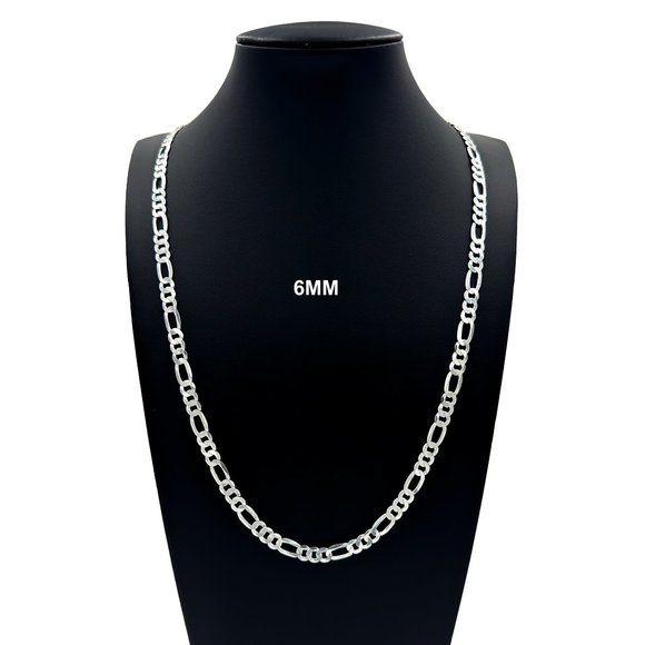 Real 925 SOLID Sterling Silver 6mm Figaro Link Chain Necklace 20" inch